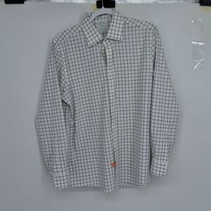 Brooks Brothers Milano Fit White and Black Grid Shirt